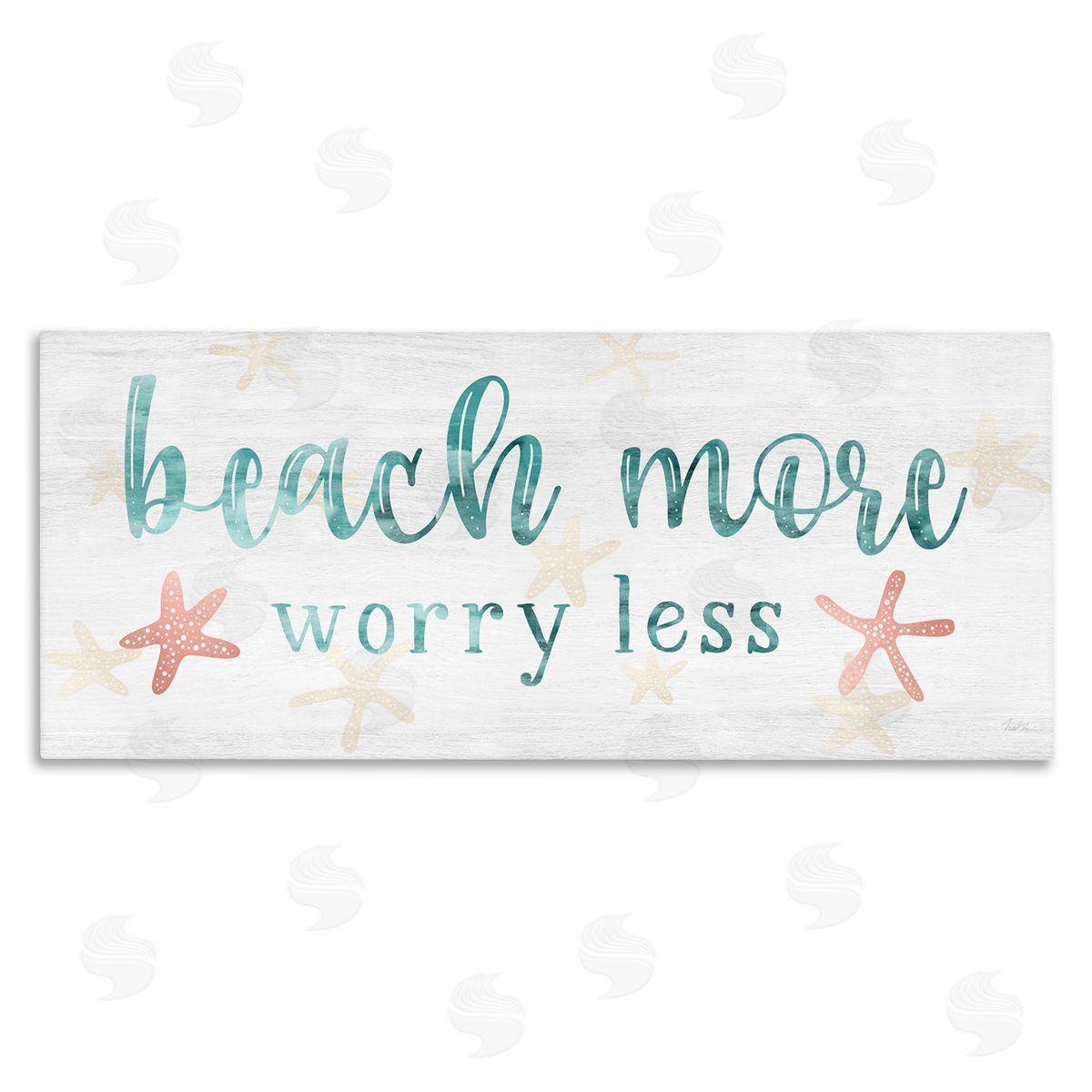 Natalie Carpentieri Beach More Worry Less Nautical Sign Red Starfish