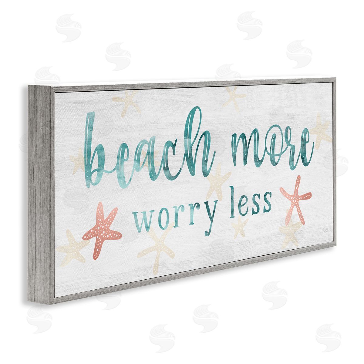 Natalie Carpentieri Beach More Worry Less Nautical Sign Red Starfish