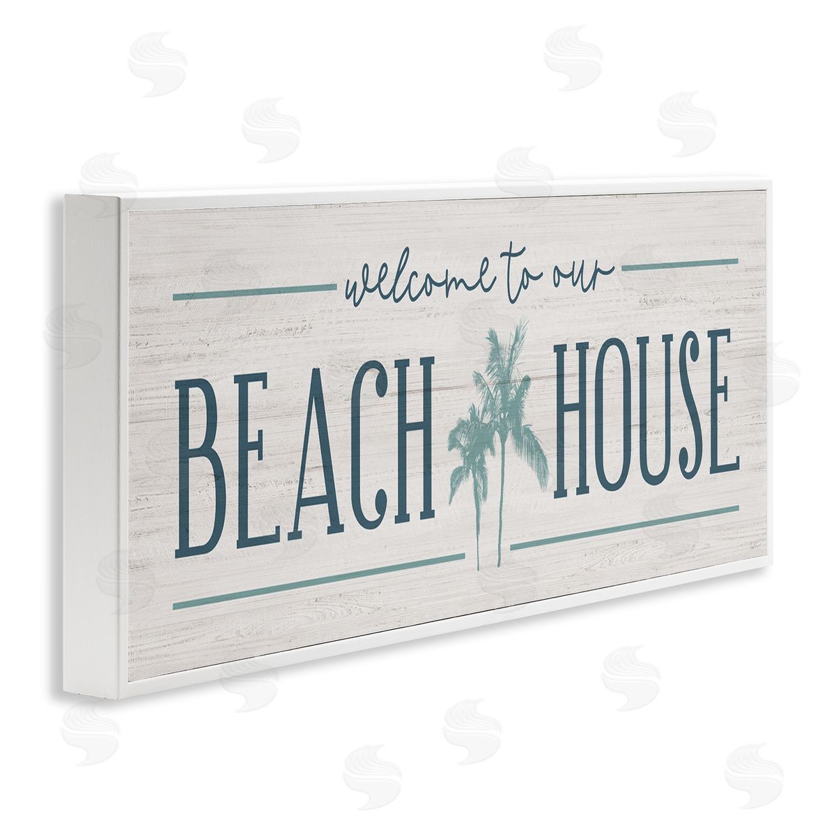 Natalie Carpentieri Welcome to Beach House Sign Blue Palm Trees