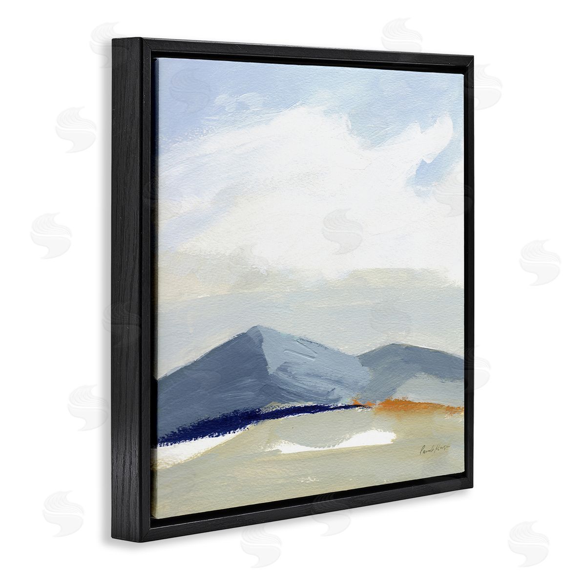 Pamela Munger Abstract Mountain Range Tranquil Hills Open Landscape Painting Black Floating Frame Canvas Wall Art Print
