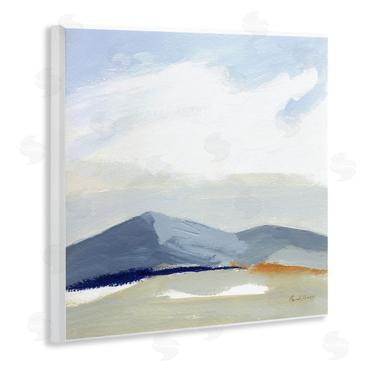 Pamela Munger Abstract Mountain Range Tranquil Hills Open Landscape Painting Wooden Wall Plaque Art Print