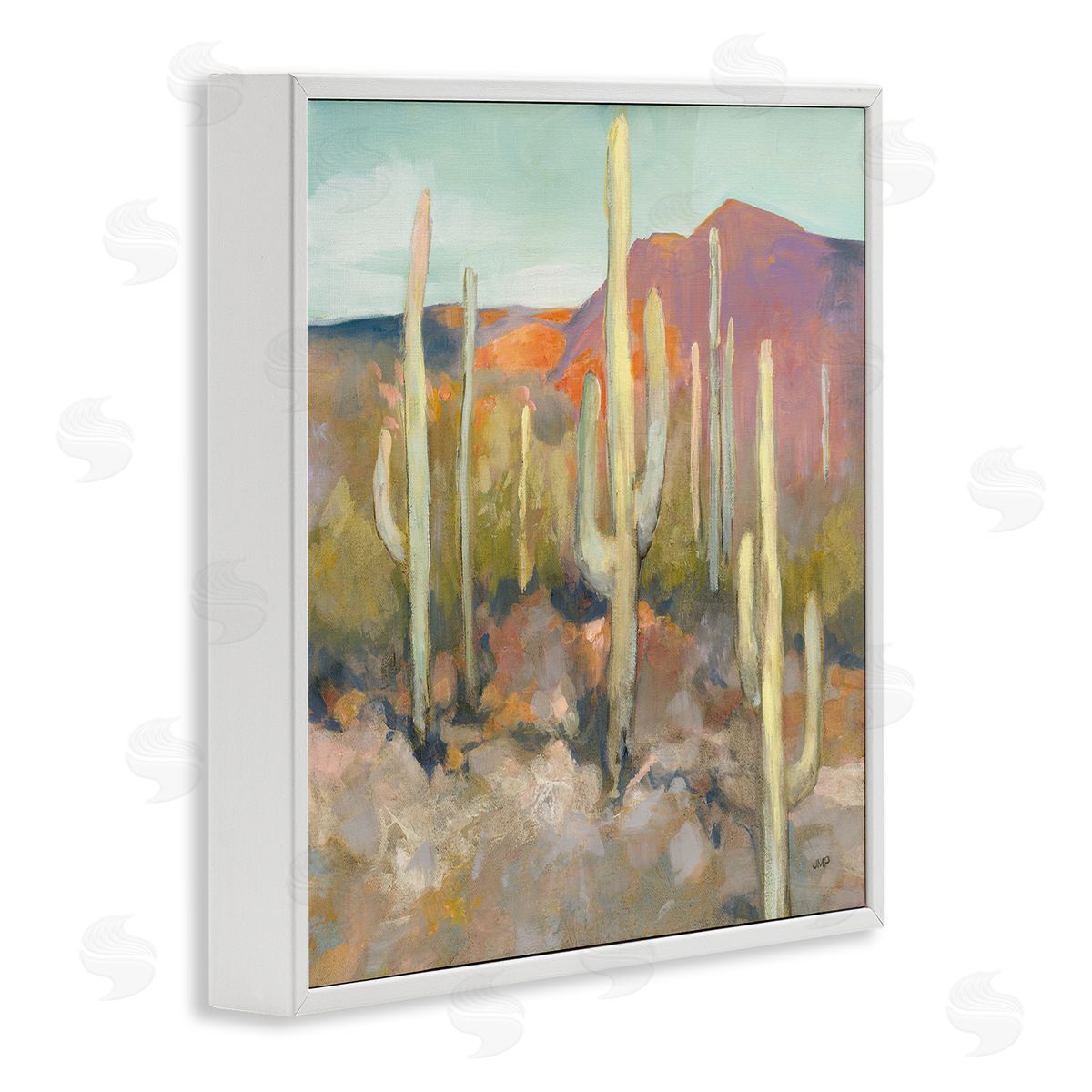 Soft Cactus Desert Landscape White Frame Print Wall Art, Home Decor by Julia Purinton