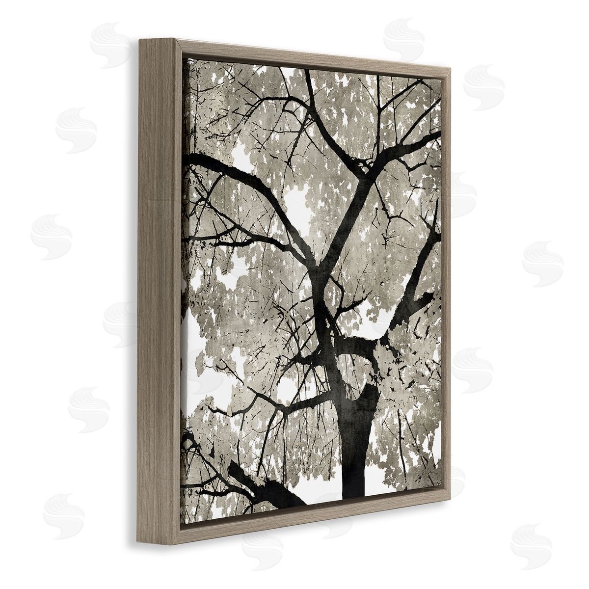 Kate Bennett Abstract Tree Branches Bold Black Grey Wilderness Brown Floating Frame Canvas Wall Art Print