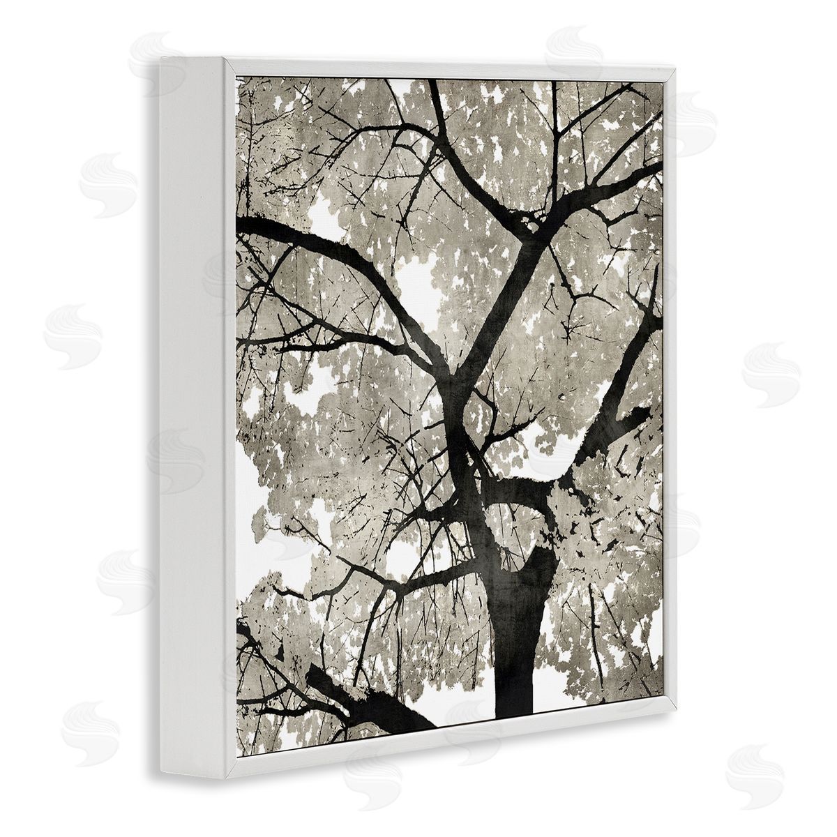 Kate Bennett Abstract Tree Branches Bold Black Grey Wilderness White Framed Glicee Wall Art Print