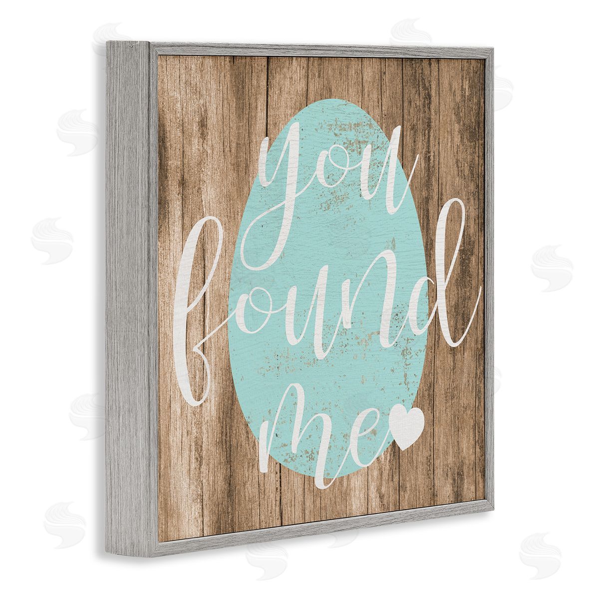 Stupell Studio Rustic Easter You Found Me Phrase Blue Egg Gray Framed Glicee Wall Art Print