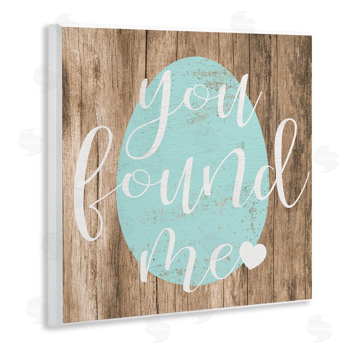 Stupell Studio Rustic Easter You Found Me Phrase Blue Egg Wooden Wall Plaque Art Print