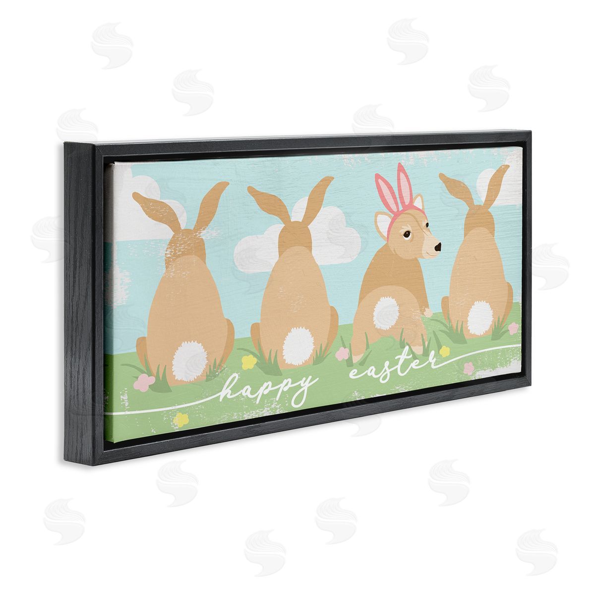 Stupell Studio Happy Easter Sentiment Bunny Tails Funny Corgi Dog