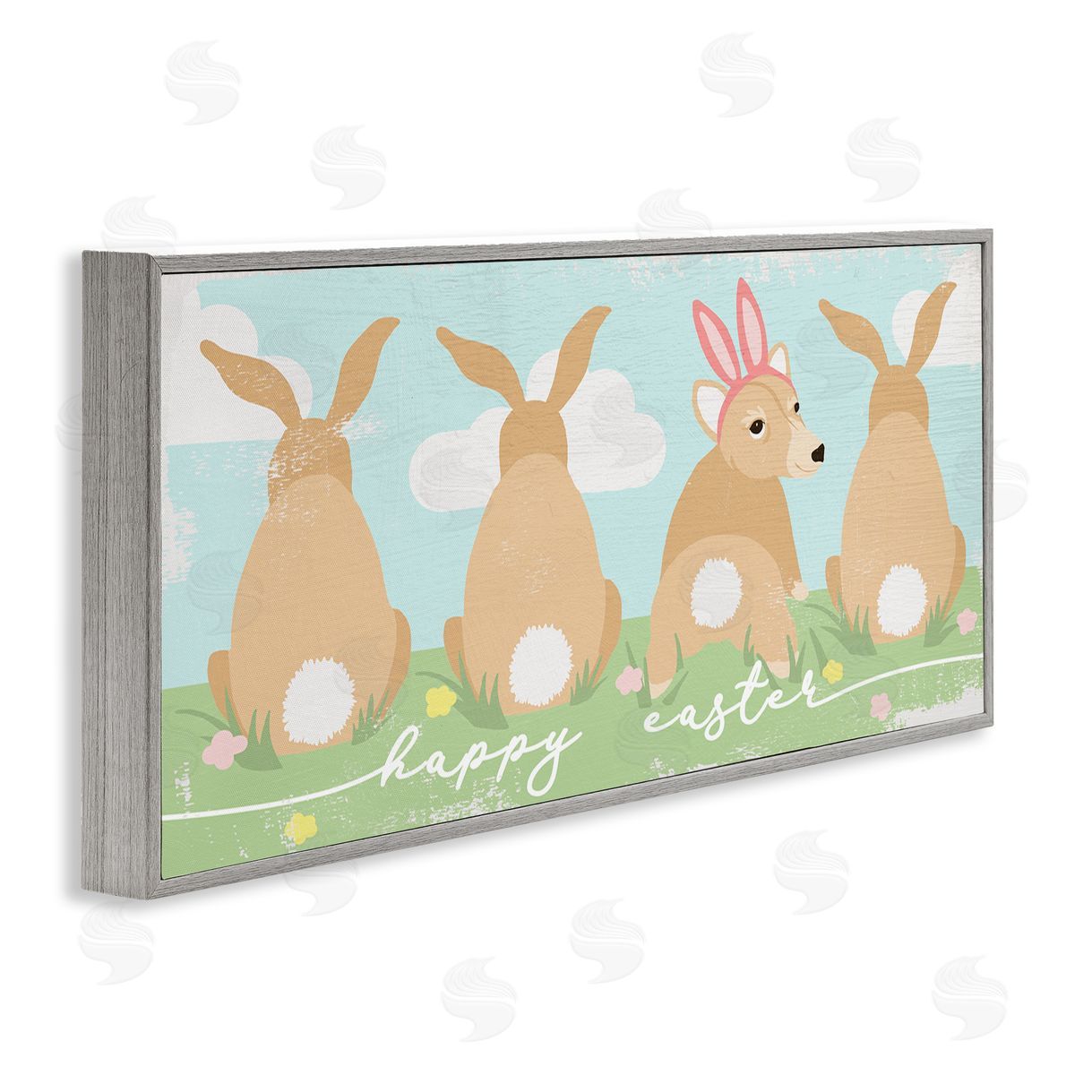 Stupell Studio Happy Easter Sentiment Bunny Tails Funny Corgi Dog