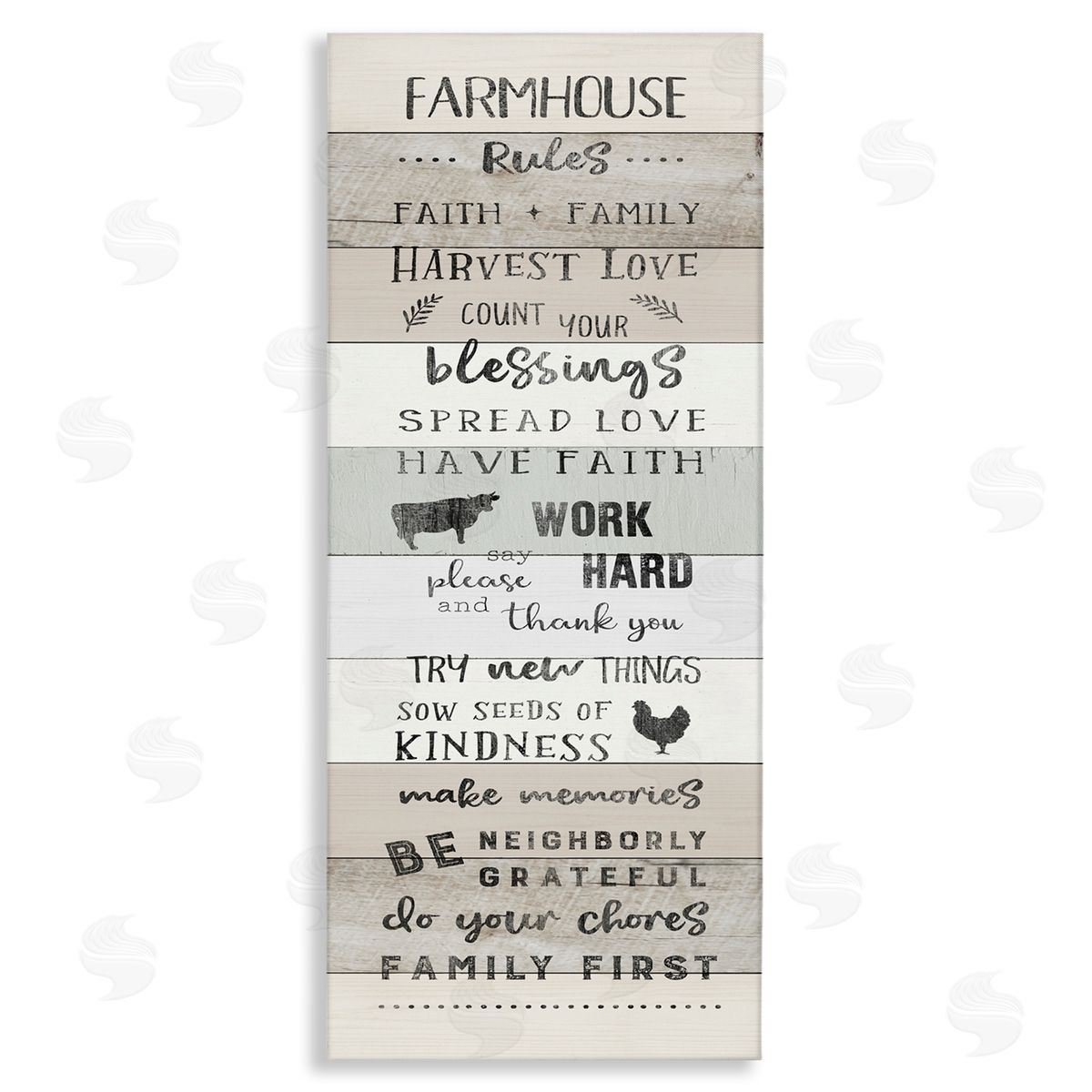 CAD Designs Farmhouse Rules Inspirational Family Phrases Striped Plank Pattern