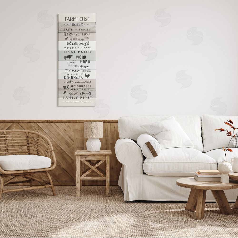 CAD Designs Farmhouse Rules Inspirational Family Phrases Striped Plank Pattern