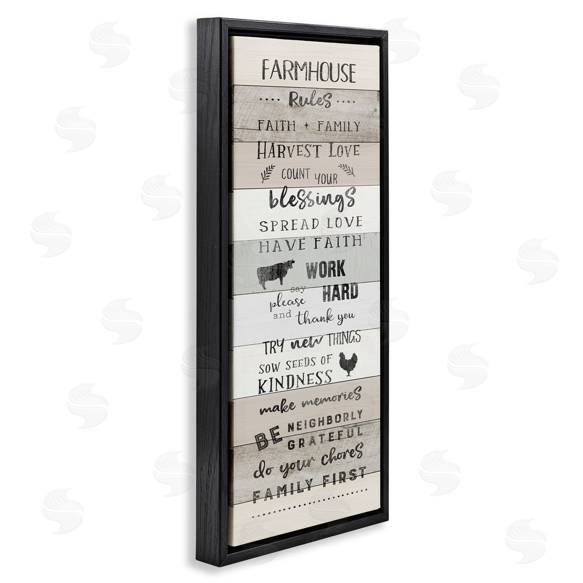 CAD Designs Farmhouse Rules Inspirational Family Phrases Striped Plank Pattern