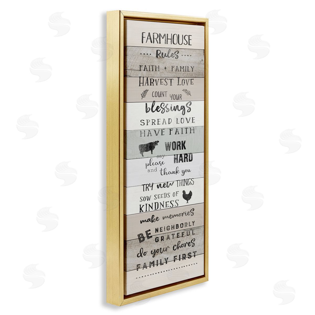 CAD Designs Farmhouse Rules Inspirational Family Phrases Striped Plank Pattern