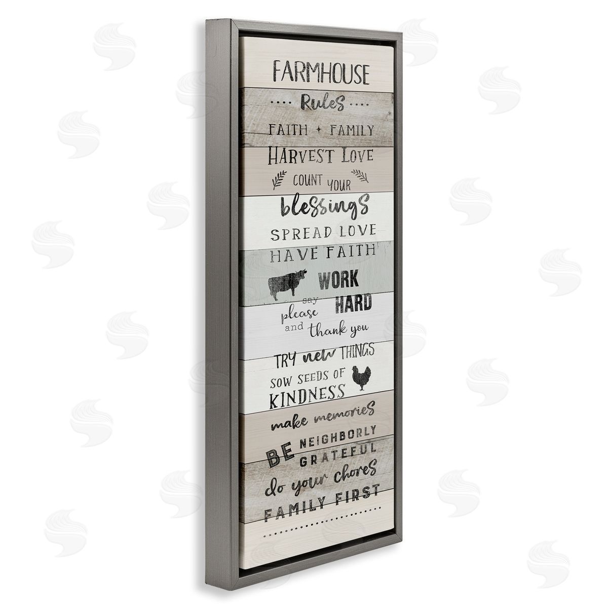 CAD Designs Farmhouse Rules Inspirational Family Phrases Striped Plank Pattern