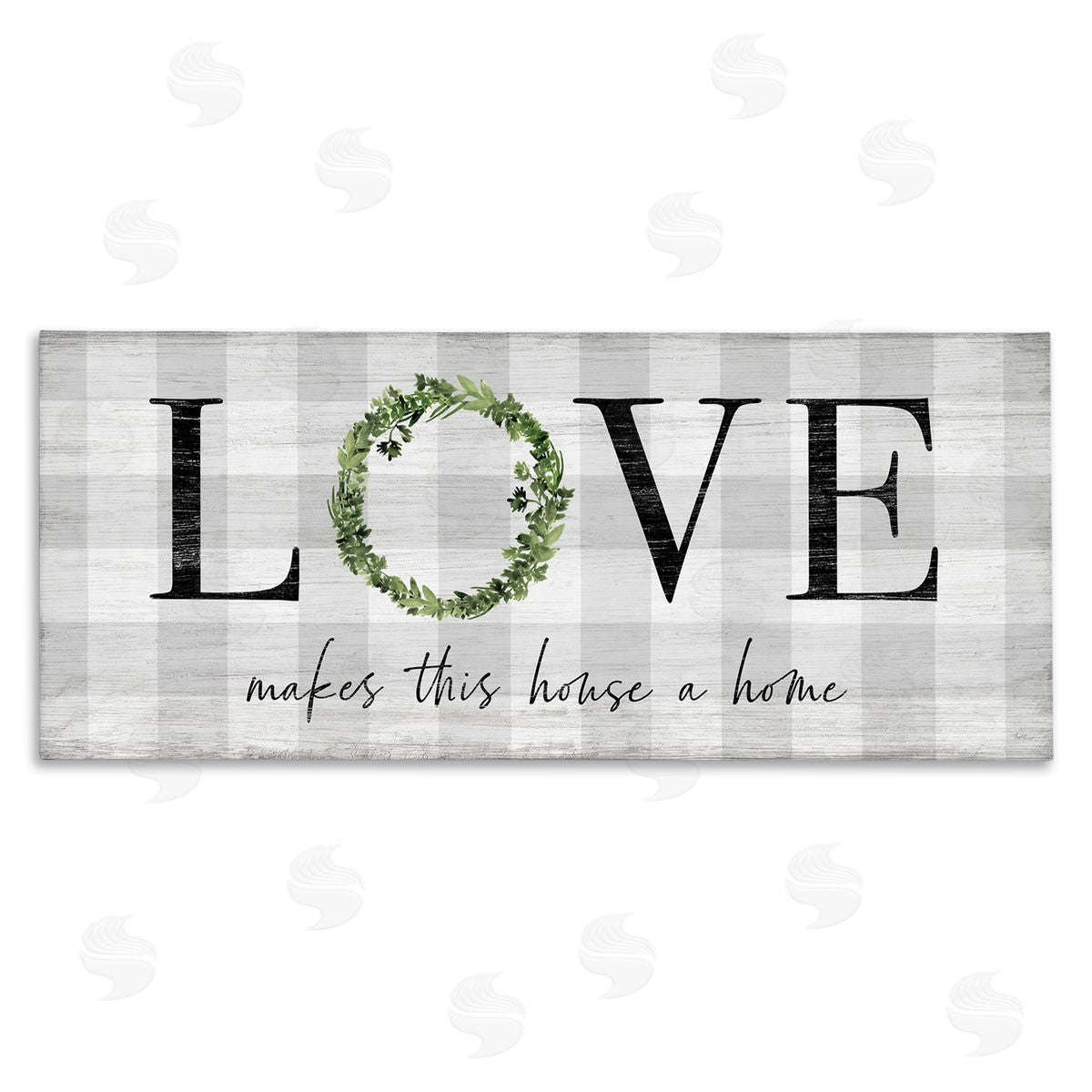 Natalie Carpentieri Love Makes House Home Phrase Green Wreathe Plaid