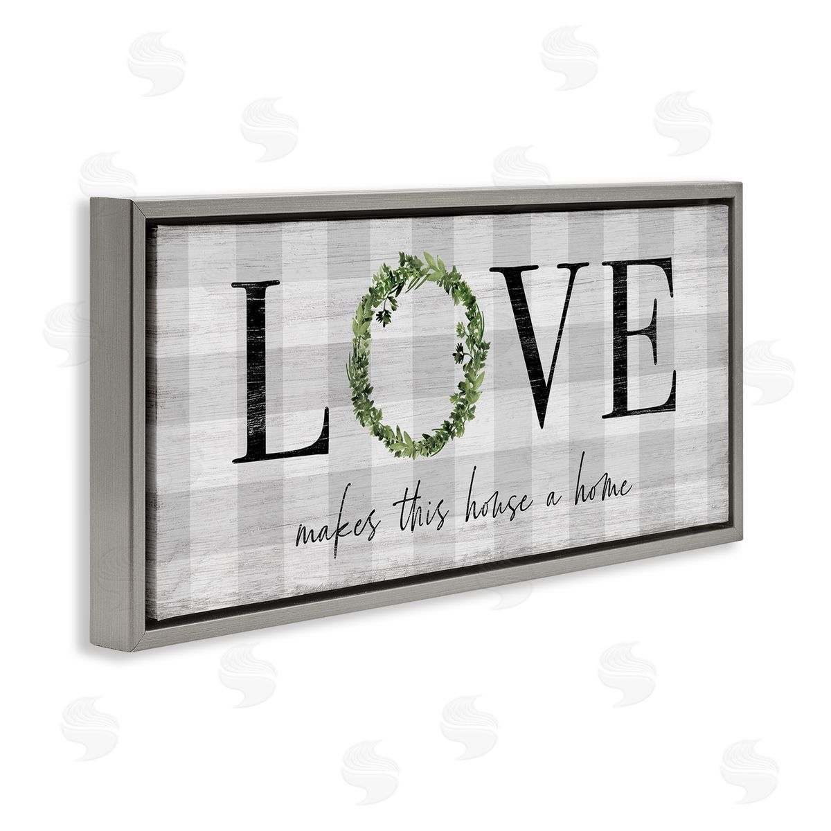 Natalie Carpentieri Love Makes House Home Phrase Green Wreathe Plaid