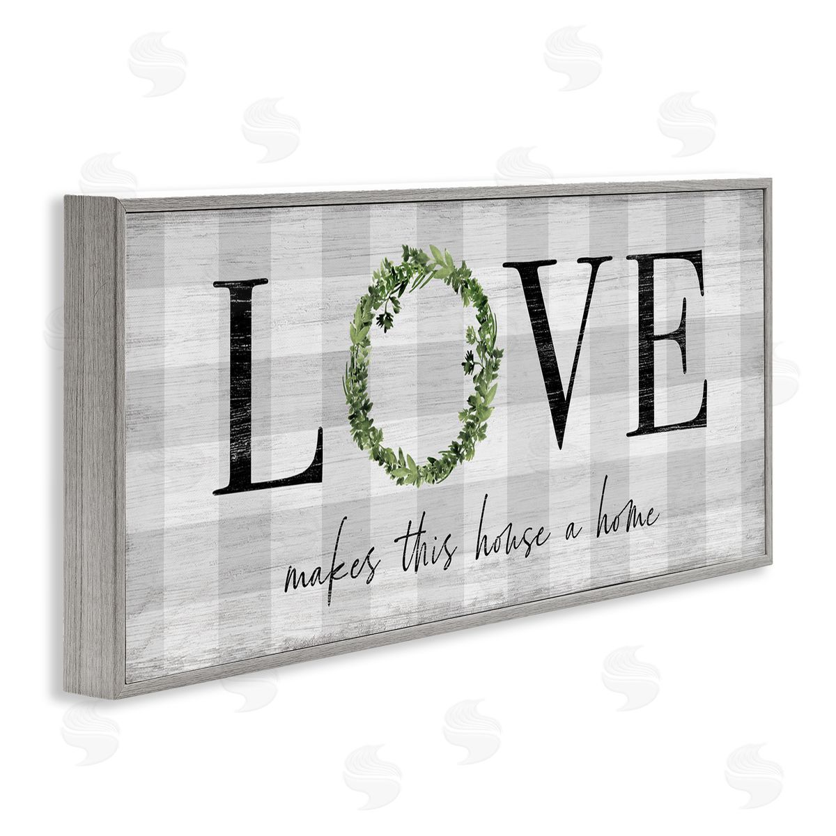 Natalie Carpentieri Love Makes House Home Phrase Green Wreathe Plaid