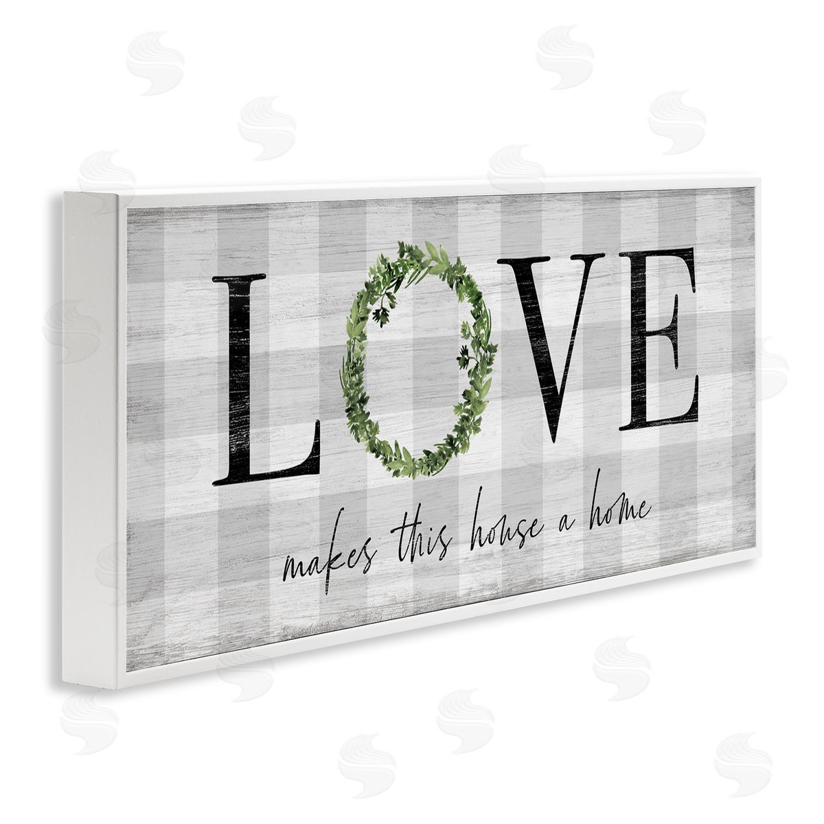 Natalie Carpentieri Love Makes House Home Phrase Green Wreathe Plaid