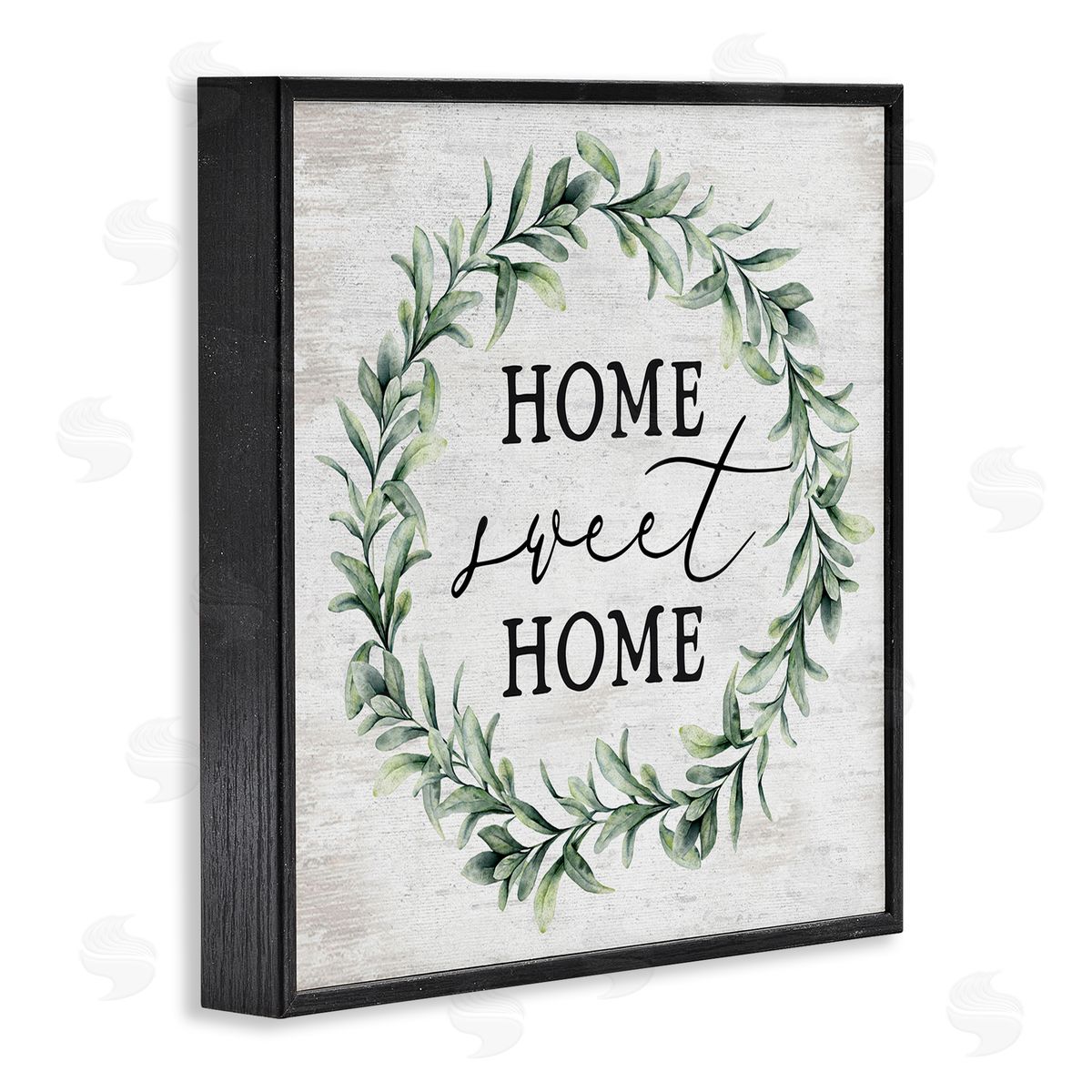 Lettered and Lined Home Sweet Home Sentiment Green Botanical Farmhouse Wreath Black Framed Glicee Wall Art Print