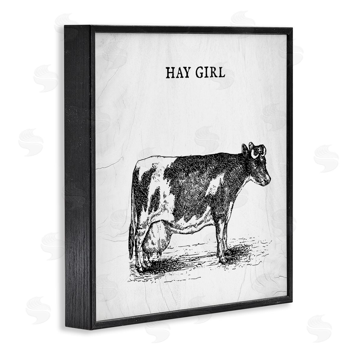 Stupell Studio Hay Girl Funny Phrase Farmhouse Dairy Cow Pun Black Framed Glicee Wall Art Print