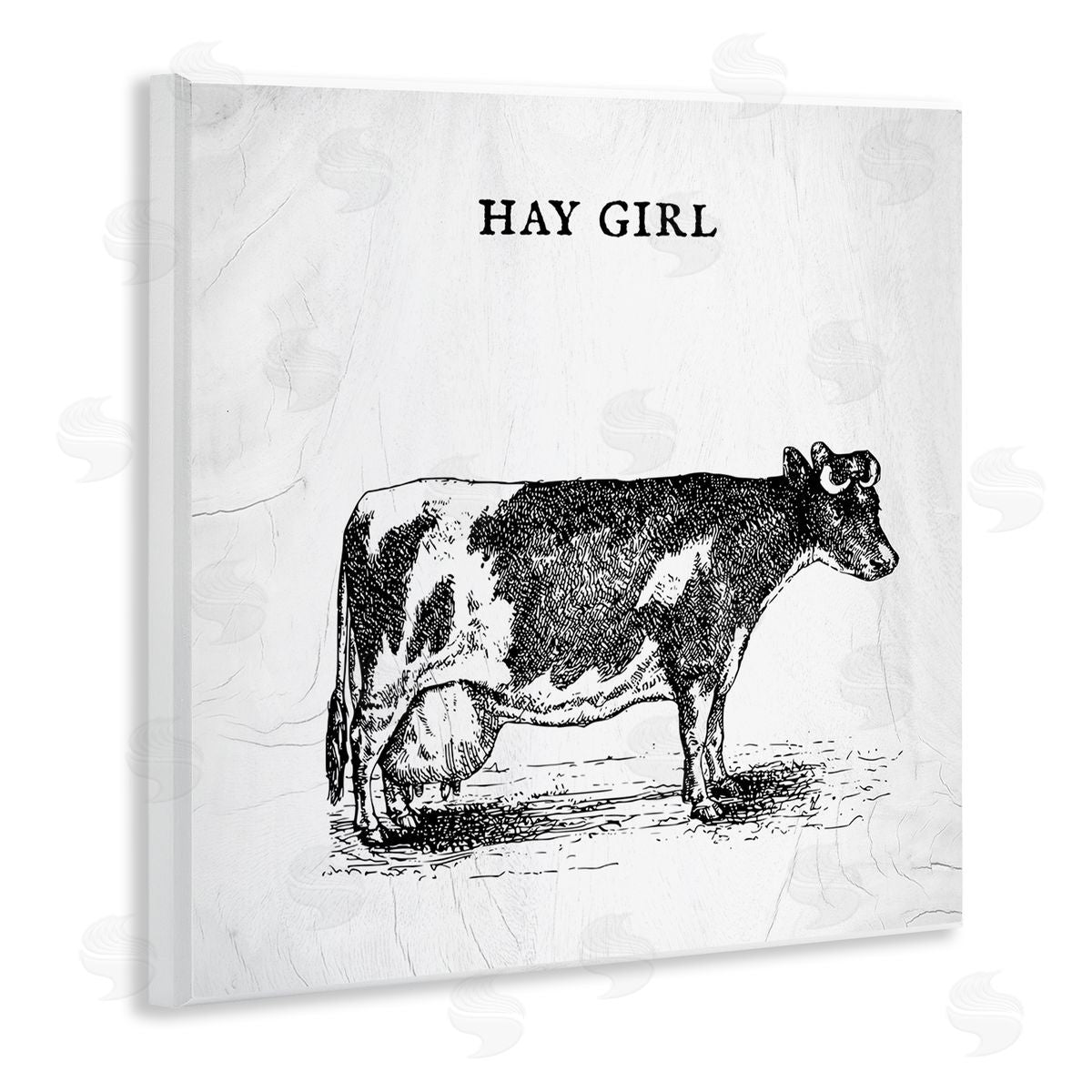 Stupell Studio Hay Girl Funny Phrase Farmhouse Dairy Cow Pun Wooden Wall Plaque Art Print