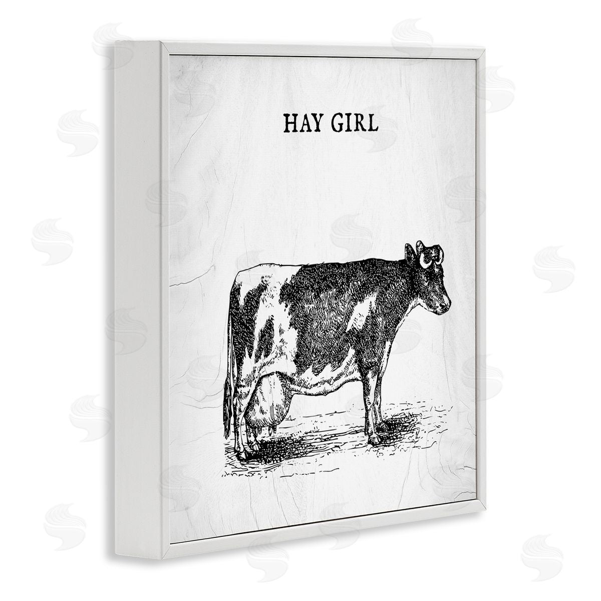 Stupell Studio Hay Girl Funny Phrase Farmhouse Dairy Cow Pun White Framed Glicee Wall Art Print