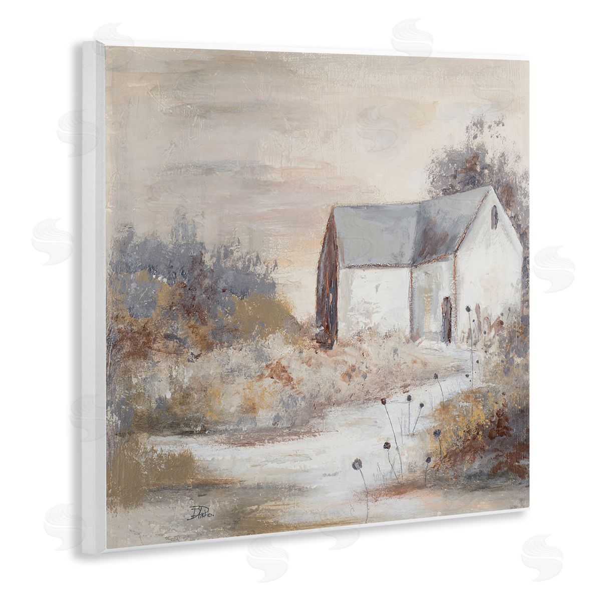 Patricia Pinto Country Cottage with Tall Grass Traditional Painting Wooden Wall Plaque Art Print
