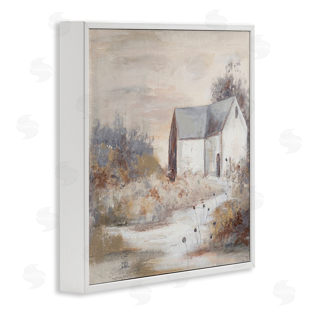 Patricia Pinto Country Cottage with Tall Grass Traditional Painting White Framed Glicee Wall Art Print