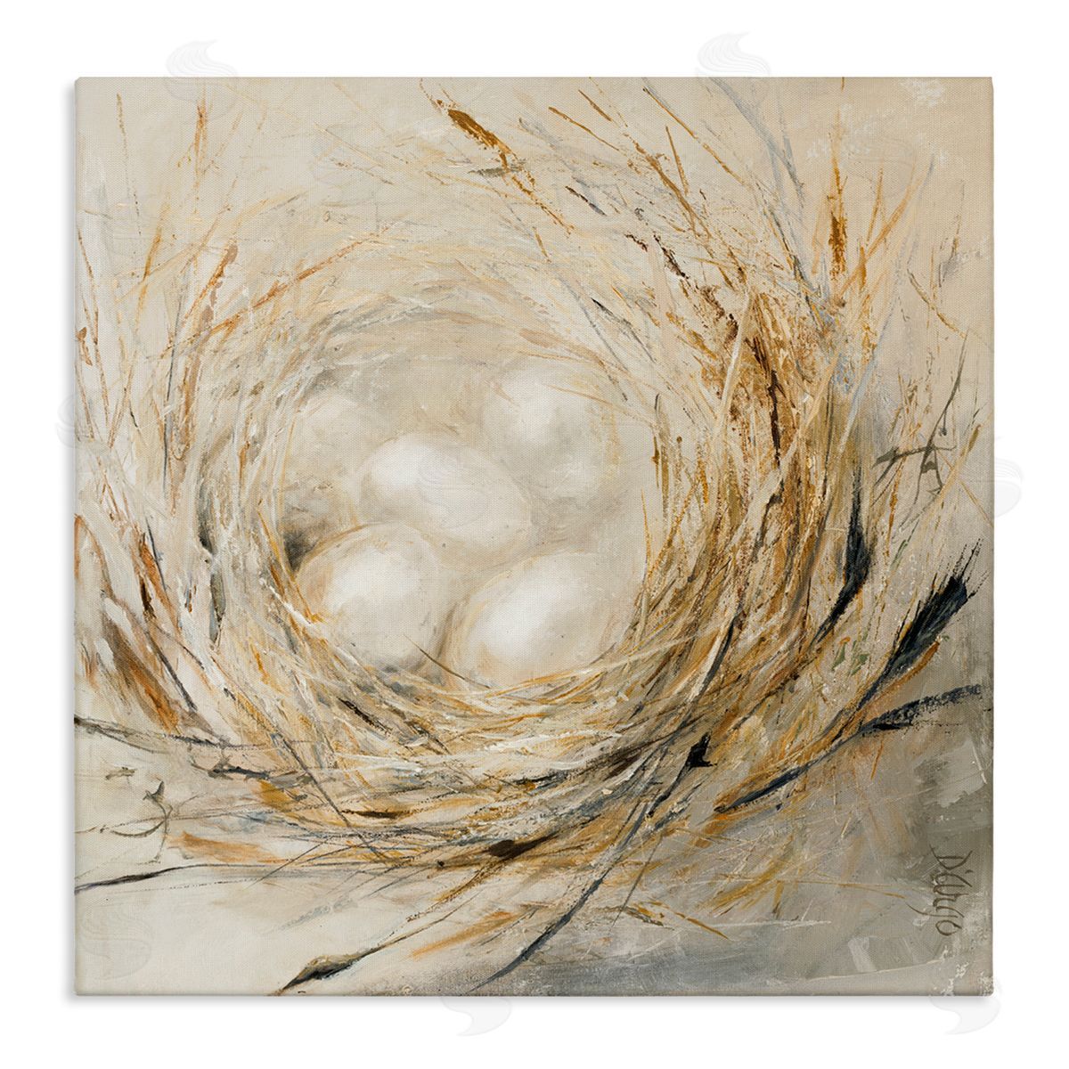 Dina D'Argo Abstract Bird Egg Nest Stretched Canvas Wall Art Print