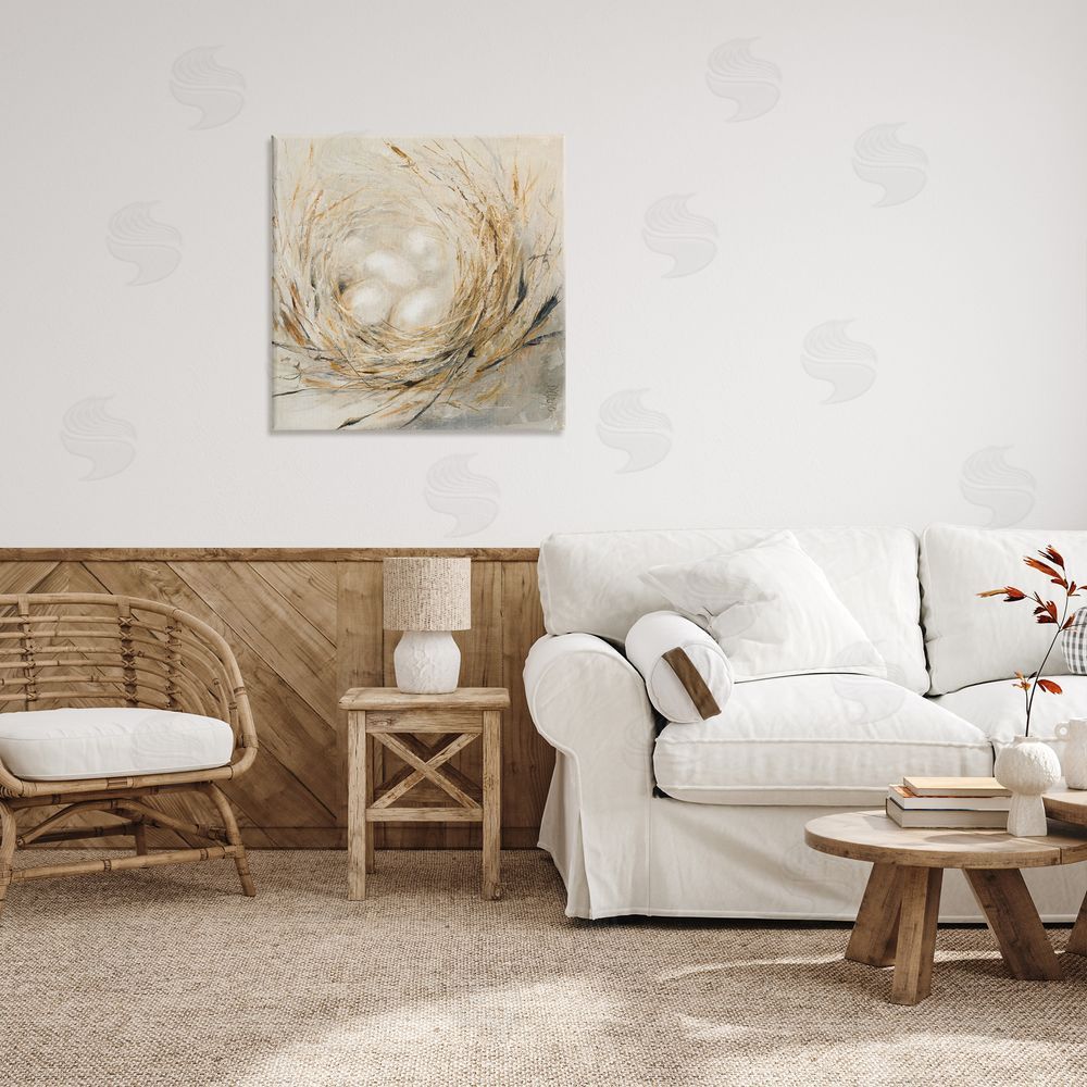 Dina D'Argo Abstract Bird Egg Nest Canvas Wall Art in Room