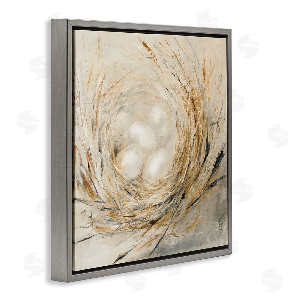 Dina D'Argo Abstract Bird Egg Nest Gray Floating Frame Canvas Wall Art Print