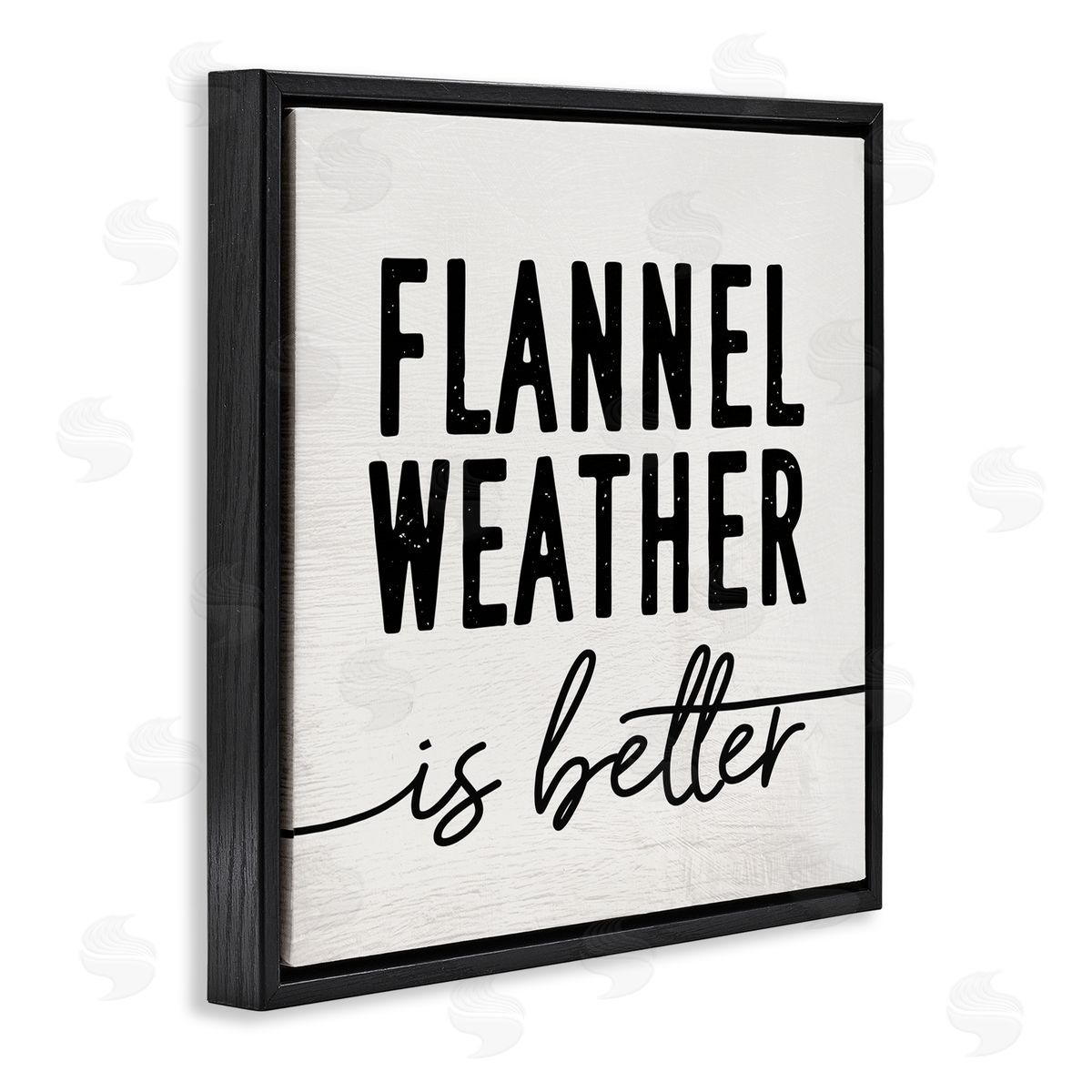 Stupell Studio Flannel Weather is Better Phrase Off-White Black Black Floating Frame Canvas Wall Art Print