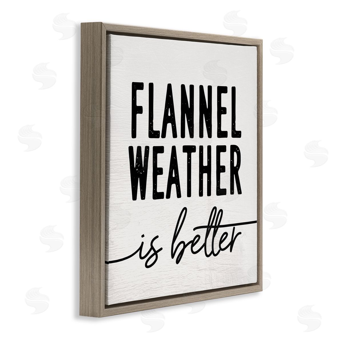 Stupell Studio Flannel Weather is Better Phrase Off-White Black Brown Floating Frame Canvas Wall Art Print