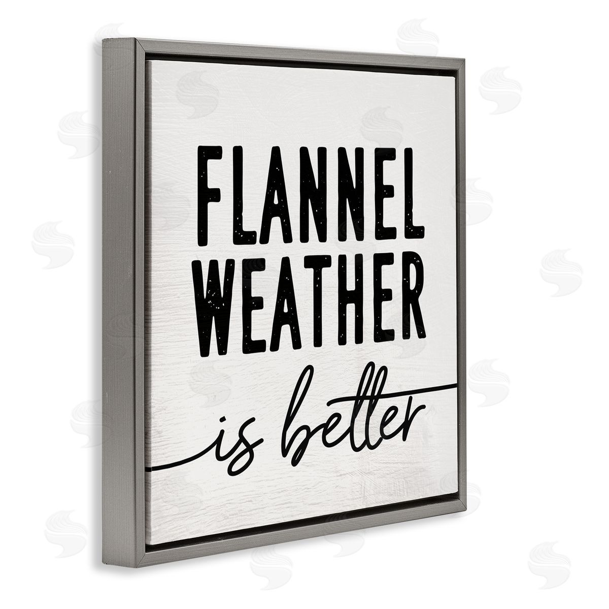 Stupell Studio Flannel Weather is Better Phrase Off-White Black Gray Floating Frame Canvas Wall Art Print