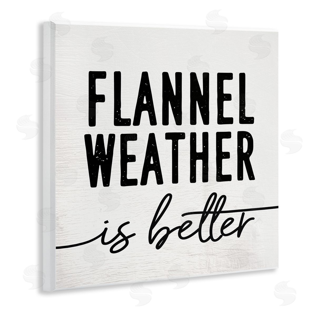 Stupell Studio Flannel Weather is Better Phrase Off-White Black Wooden Wall Plaque Art Print