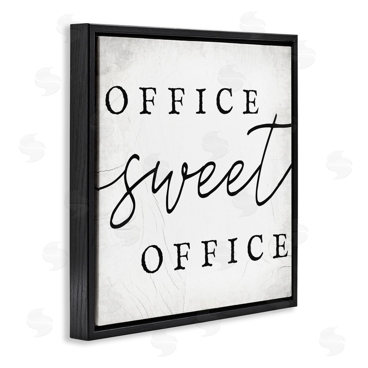 Stupell Studio Office Sweet Office Phrase Minimal Black White Typography Black Floating Frame Canvas Wall Art Print