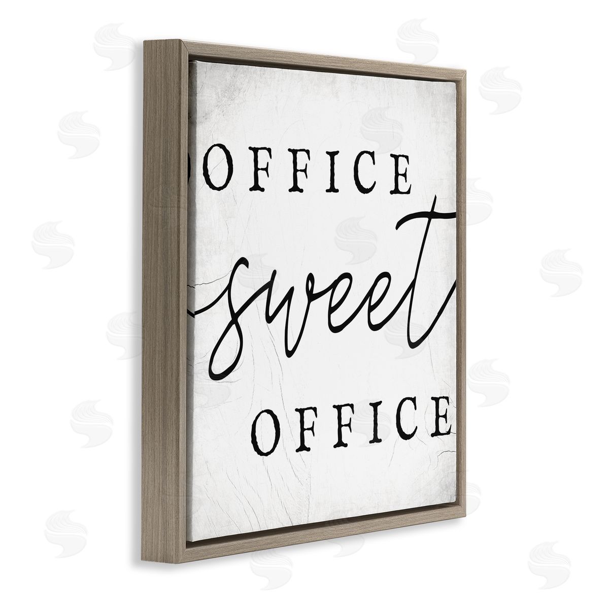 Stupell Studio Office Sweet Office Phrase Minimal Black White Typography Brown Floating Frame Canvas Wall Art Print