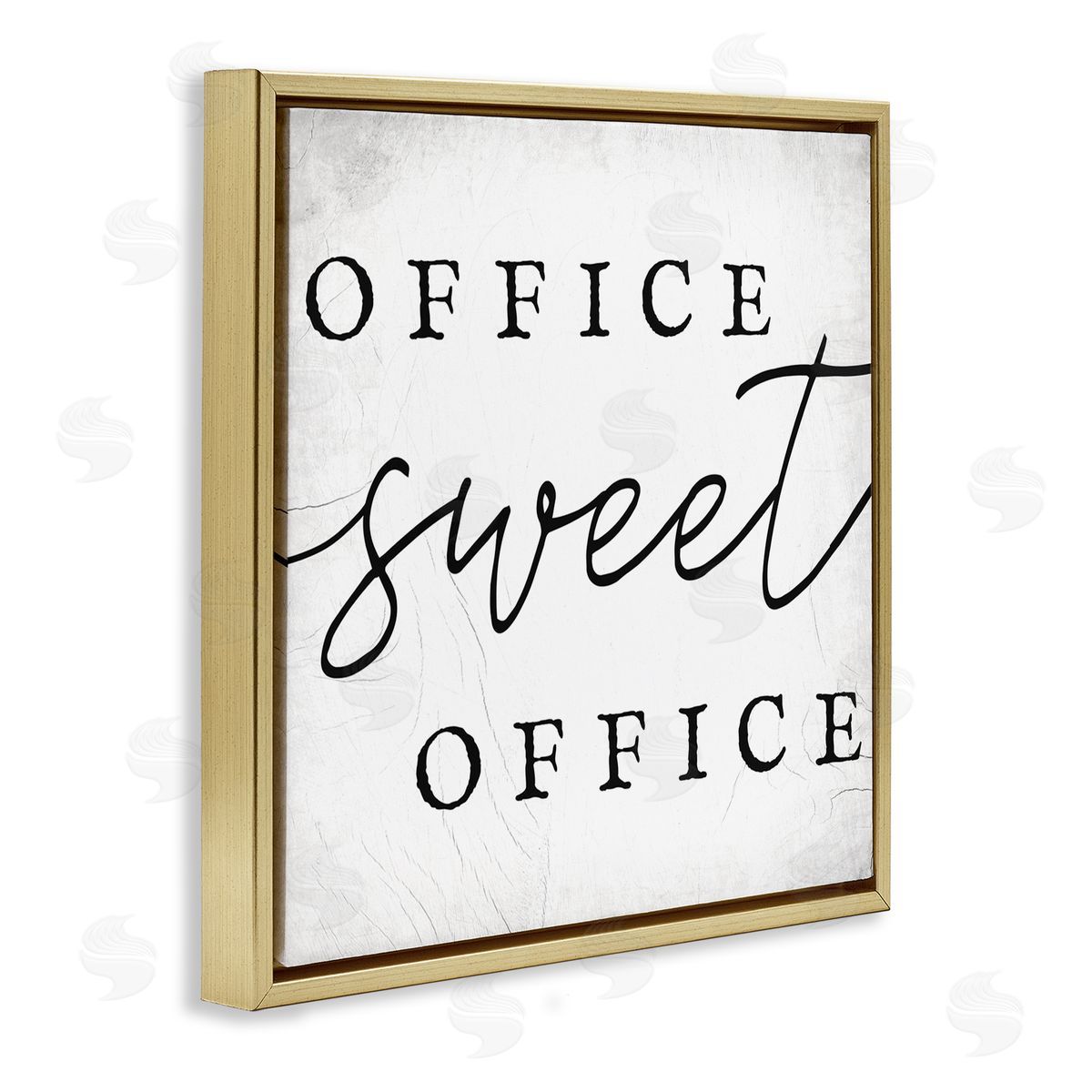 Stupell Studio Office Sweet Office Phrase Minimal Black White Typography Gold Floating Frame Canvas Wall Art Print