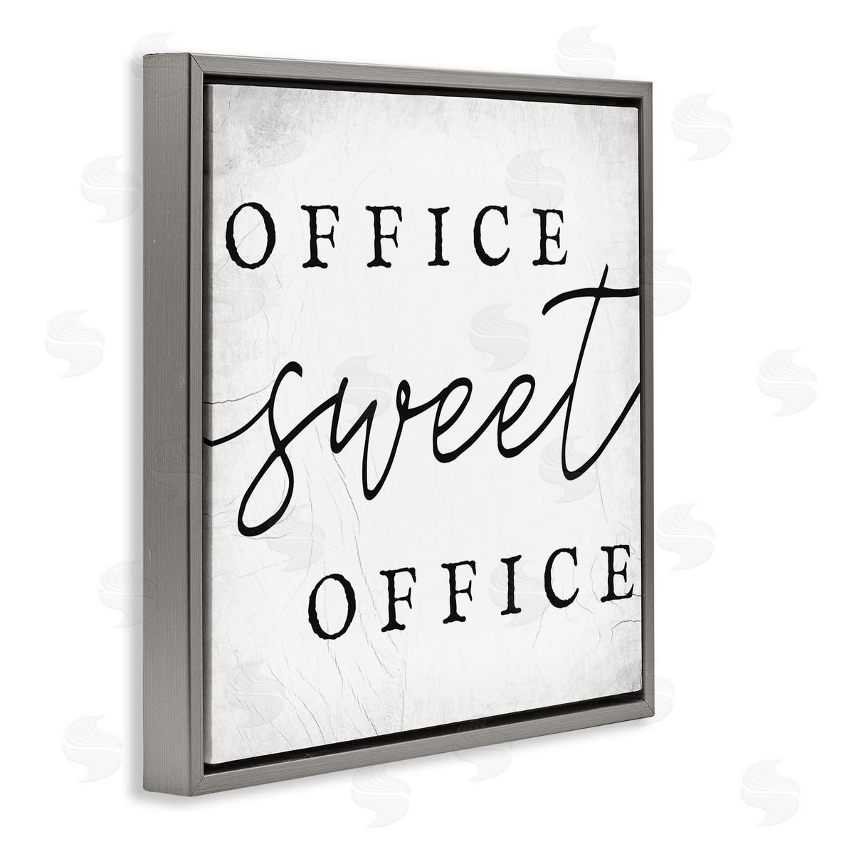 Stupell Studio Office Sweet Office Phrase Minimal Black White Typography Gray Floating Frame Canvas Wall Art Print