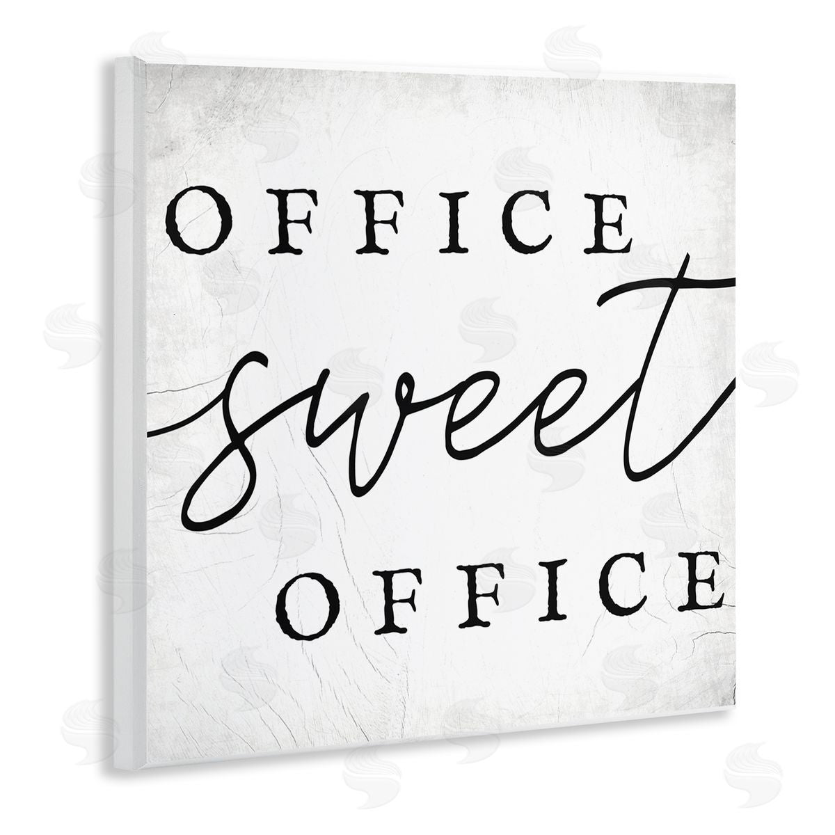 Stupell Studio Office Sweet Office Phrase Minimal Black White Typography Wooden Wall Plaque Art Print