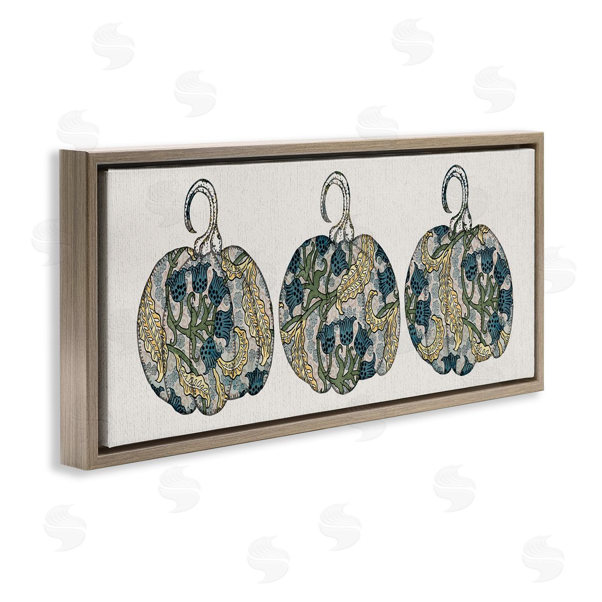 Stupell Studio Paisley Pattern Pumpkin Trio Bluebell Floral Illustration