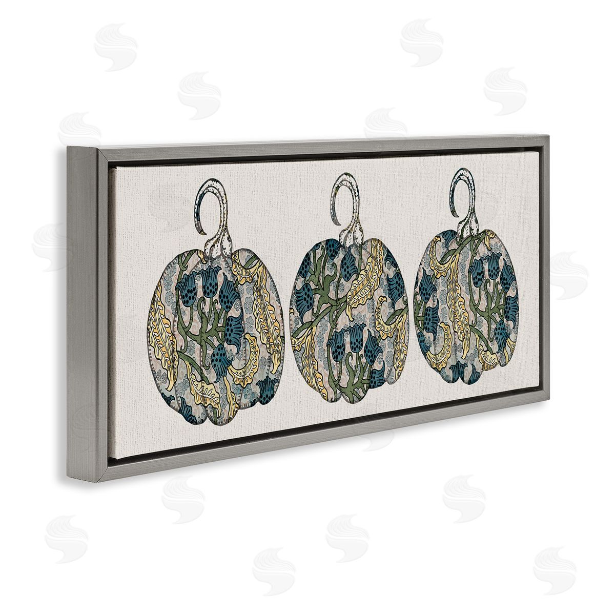 Stupell Studio Paisley Pattern Pumpkin Trio Bluebell Floral Illustration