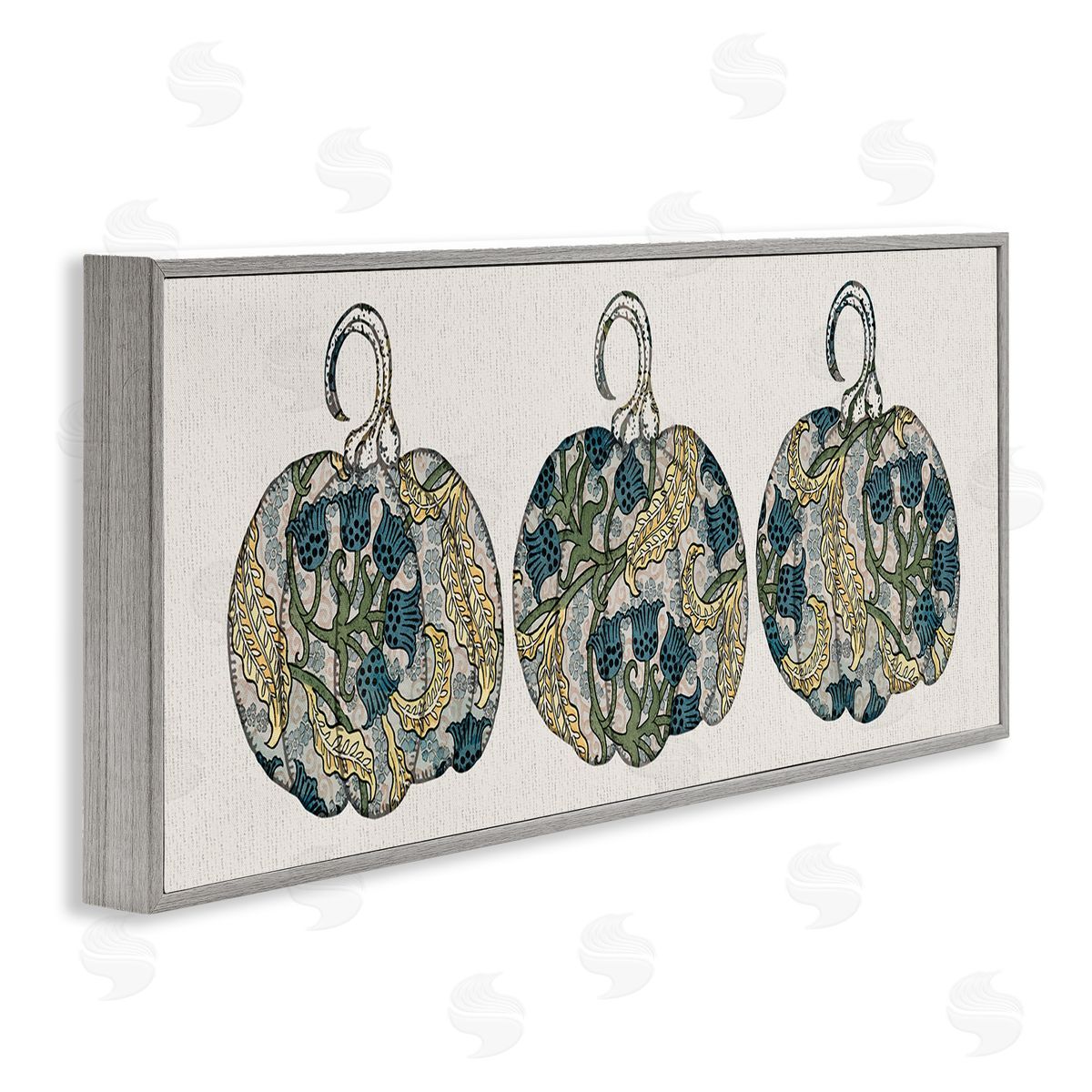 Stupell Studio Paisley Pattern Pumpkin Trio Bluebell Floral Illustration