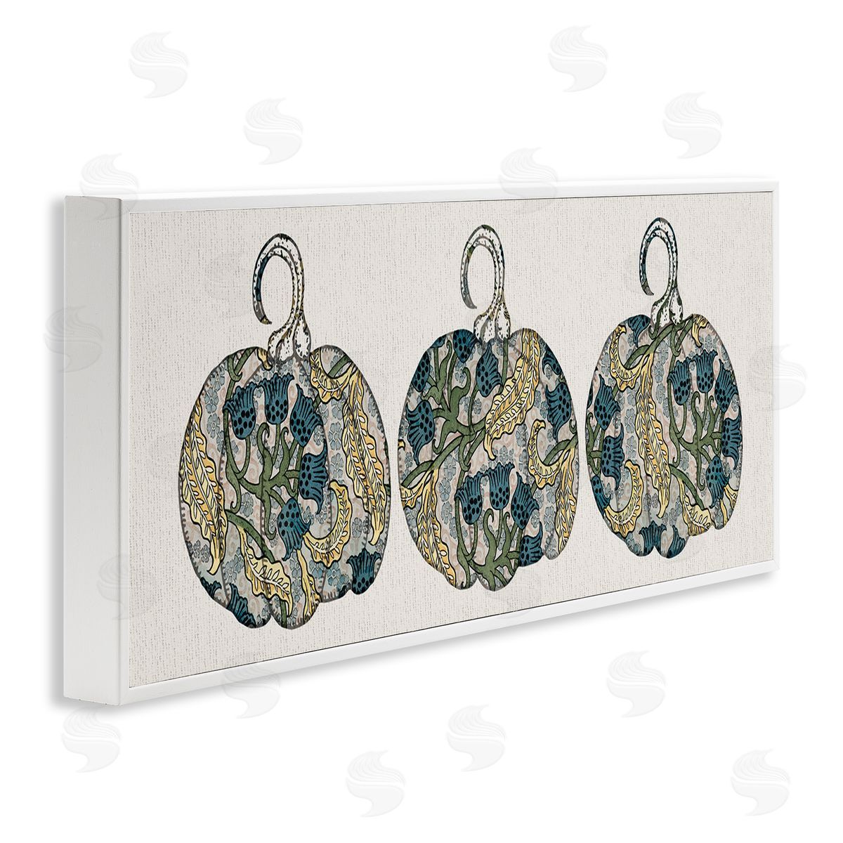 Stupell Studio Paisley Pattern Pumpkin Trio Bluebell Floral Illustration