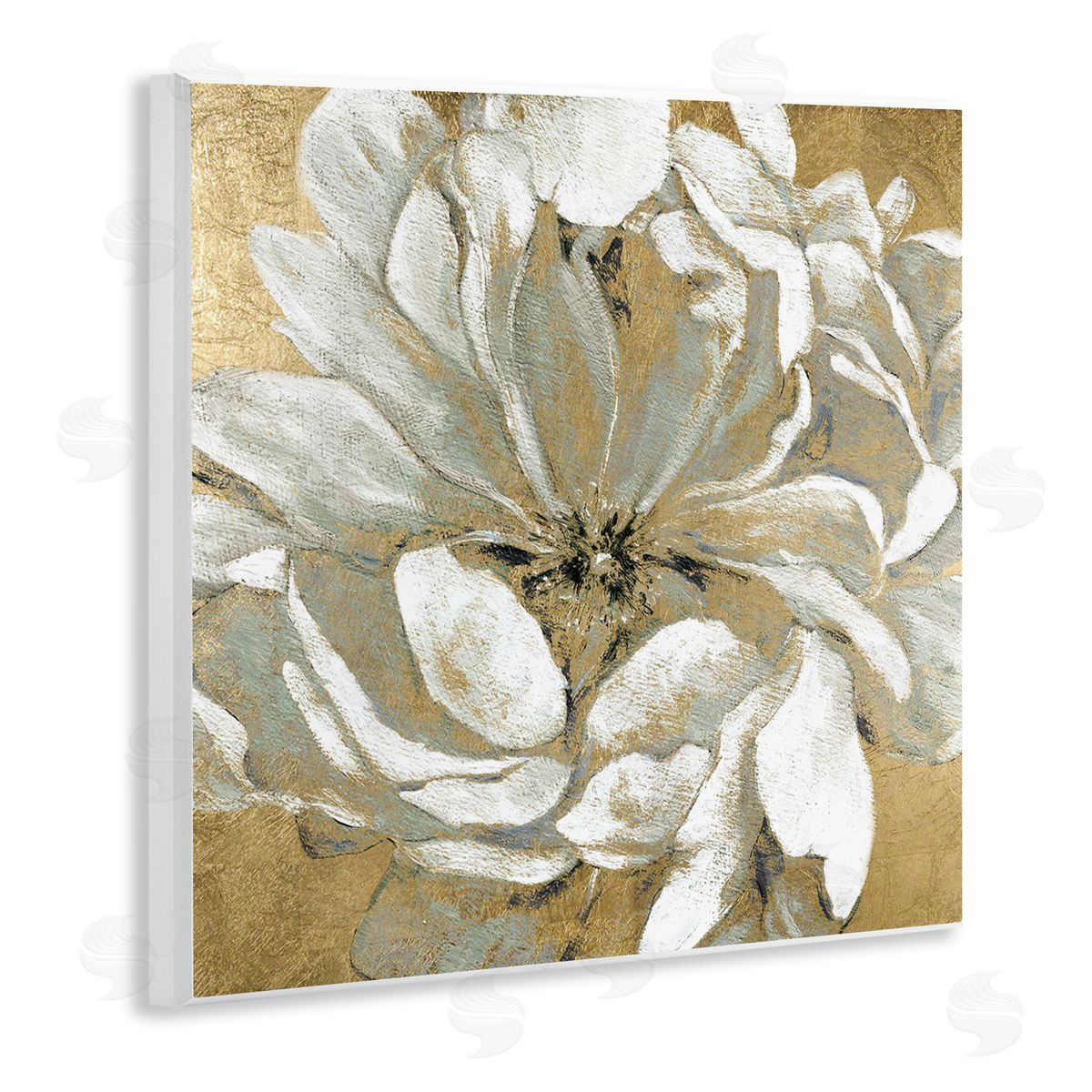 Carol Robinson Abstract White Magnolia Blossom Flower Petals over Gold Wooden Wall Plaque Art Print