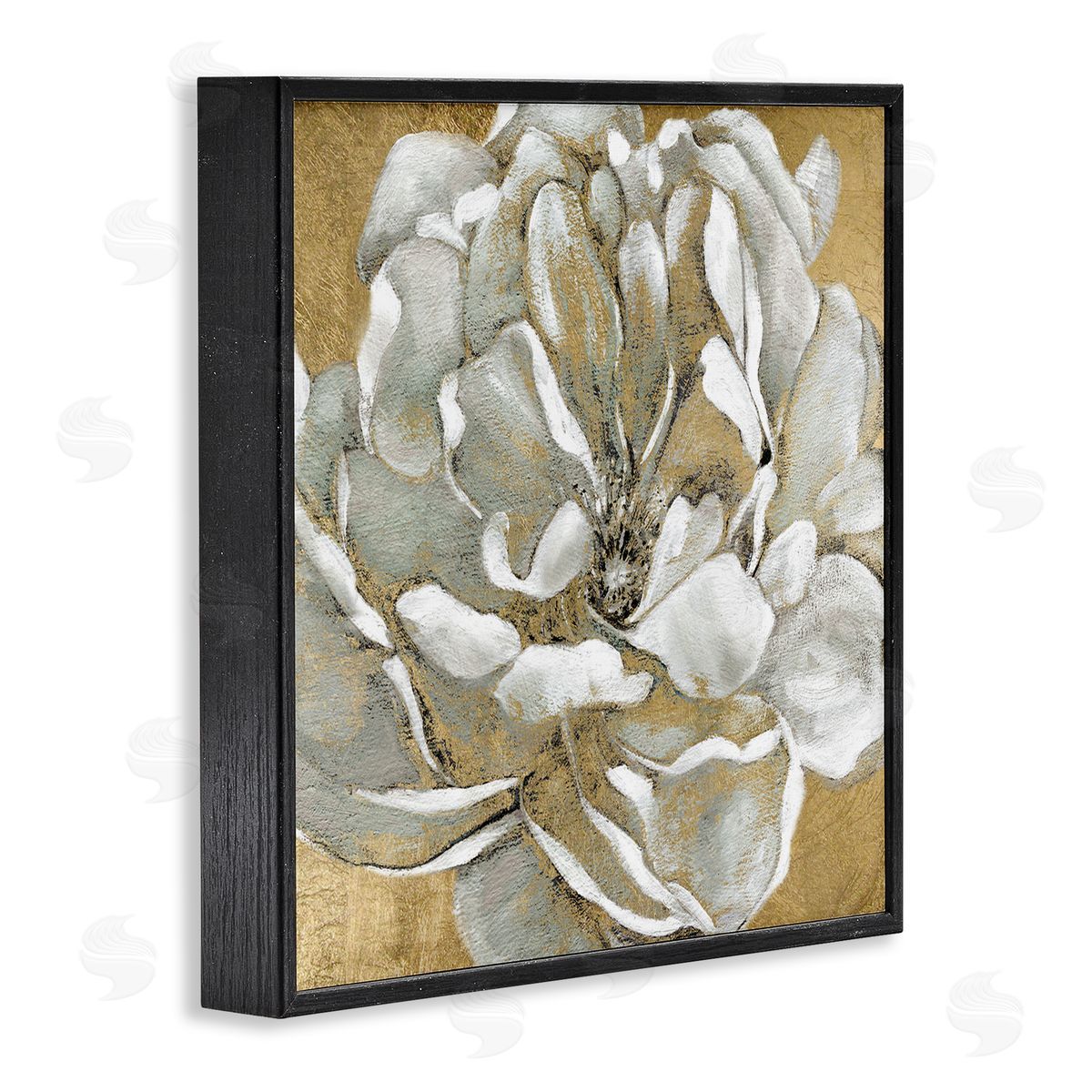 Blushing White Magnolia Flower Abstract Black Frame Print Wall Art, Home Decor by Carol Robinson