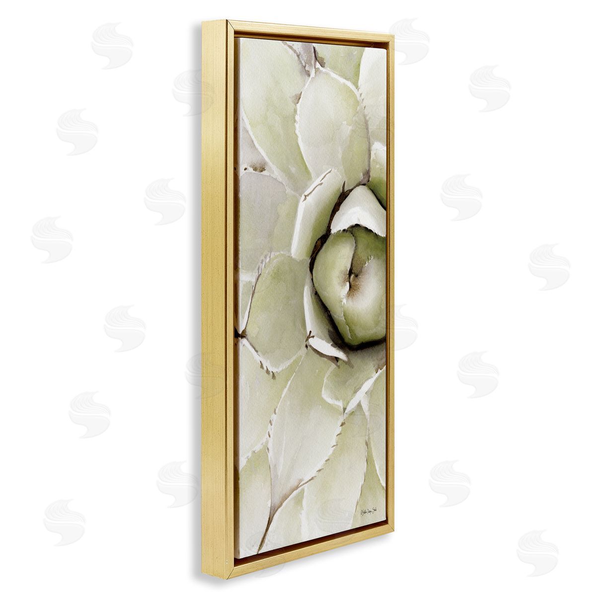 Stellar Design Studio Succulent Bulb Blossom Green Plant Modern Watercolor Painting