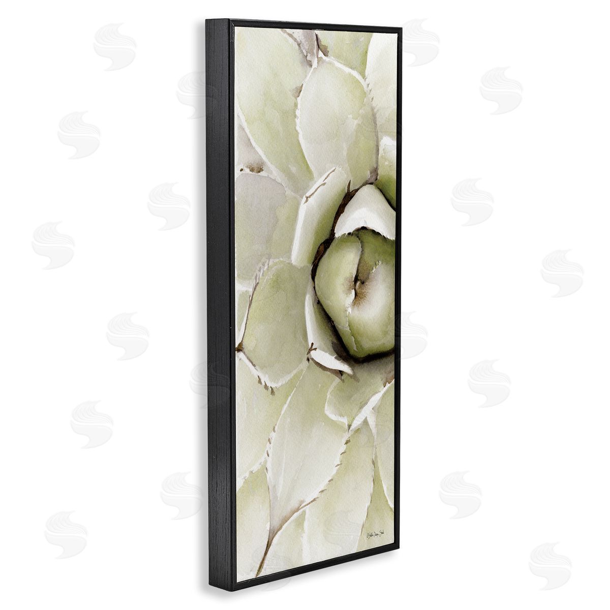 Stellar Design Studio Succulent Bulb Blossom Green Plant Modern Watercolor Painting