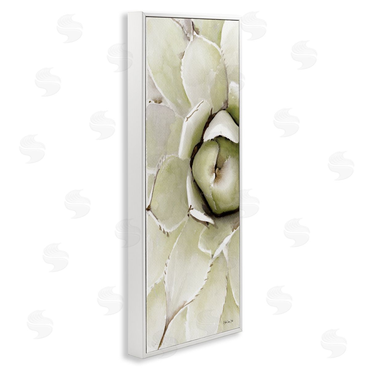 Stellar Design Studio Succulent Bulb Blossom Green Plant Modern Watercolor Painting