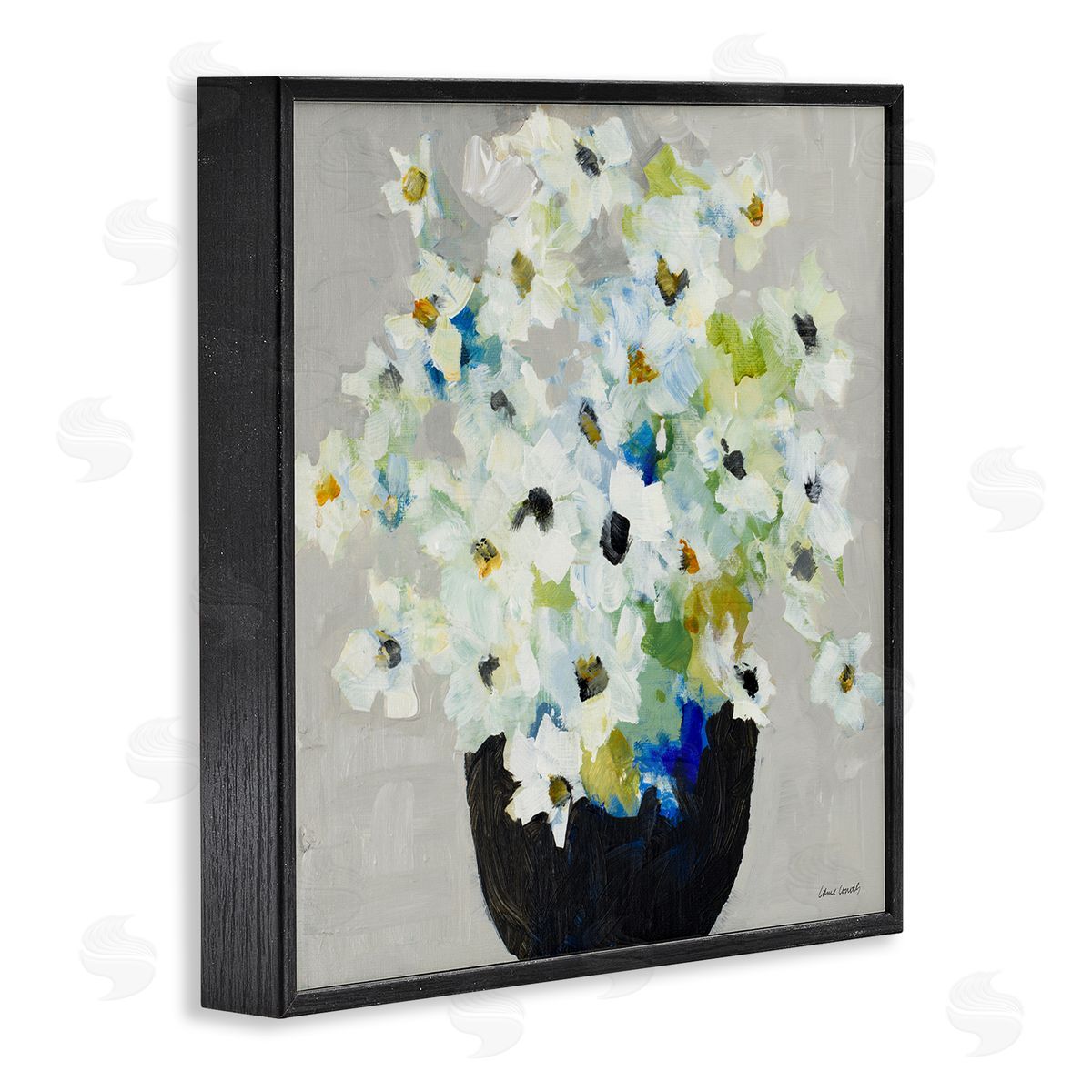 Lanie Loreth Expressive White Flower Bouquet Abstract Bloom Black Framed Glicee Wall Art Print