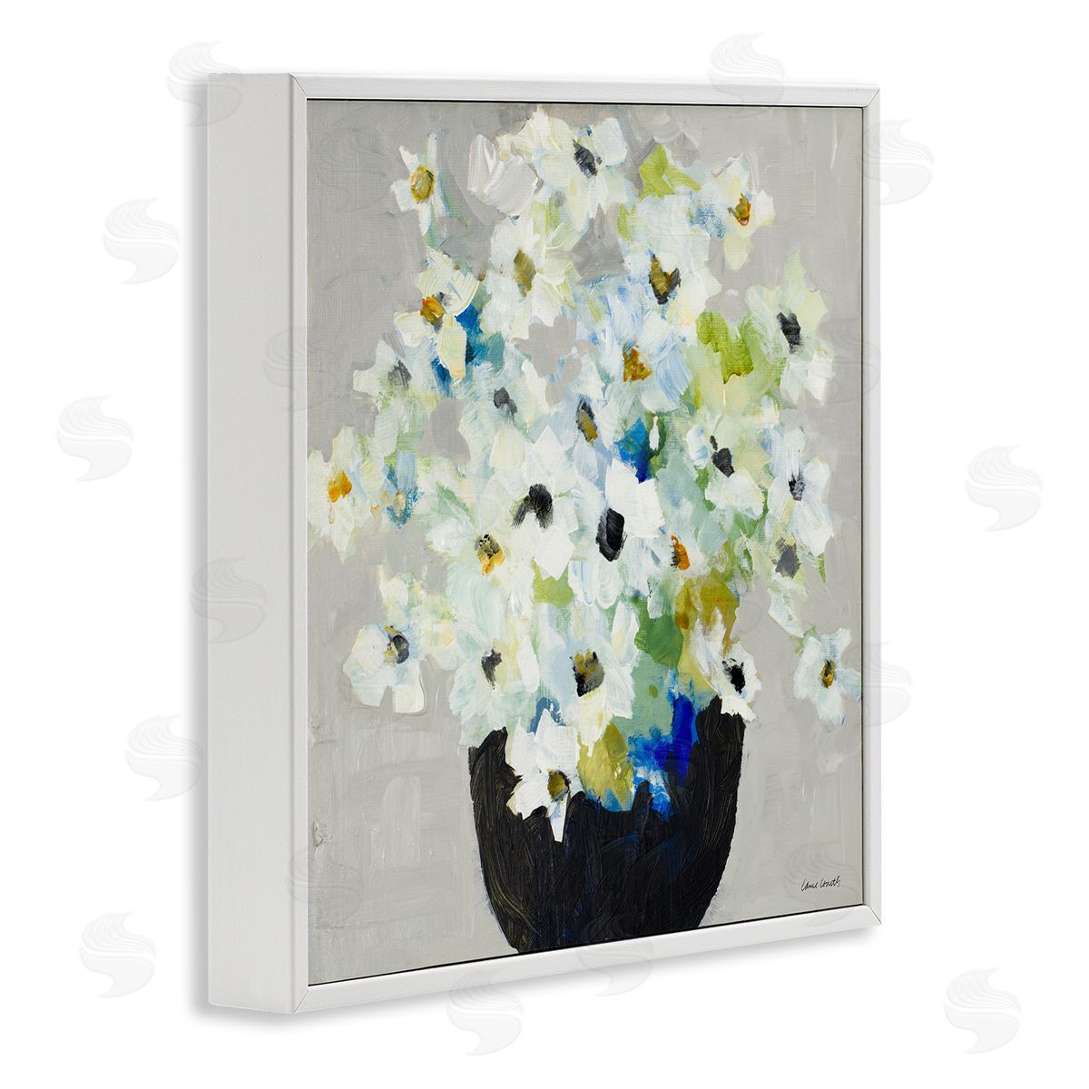 Lanie Loreth Expressive White Flower Bouquet Abstract Bloom White Framed Glicee Wall Art Print